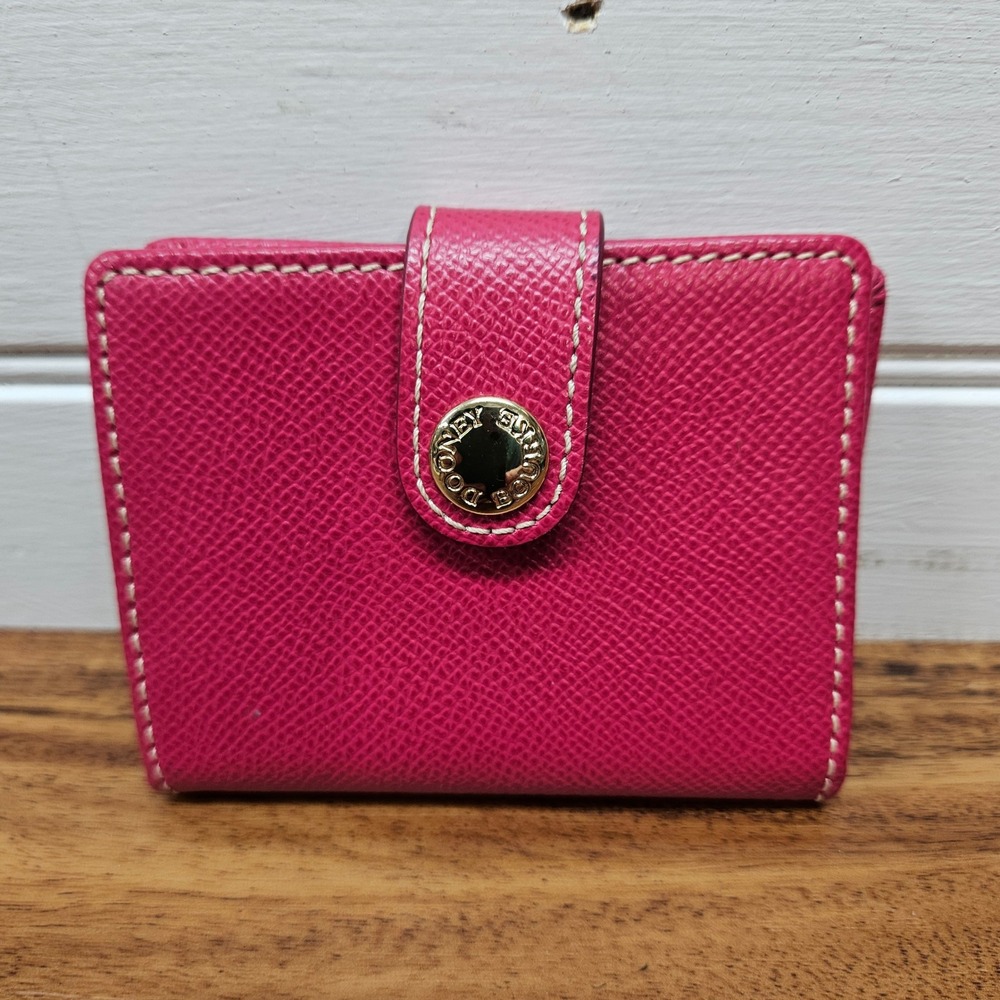 Dooney & Bourke Pink Pebble Grain Leather Small Bifold Snap Wallet